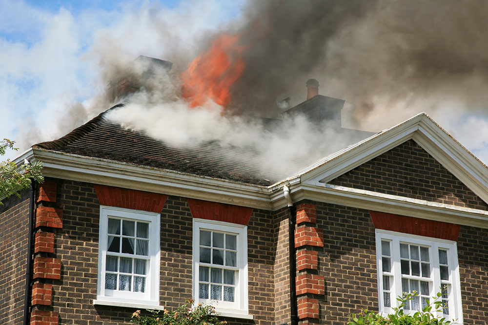 A house fire due to common fire hazards in the home
