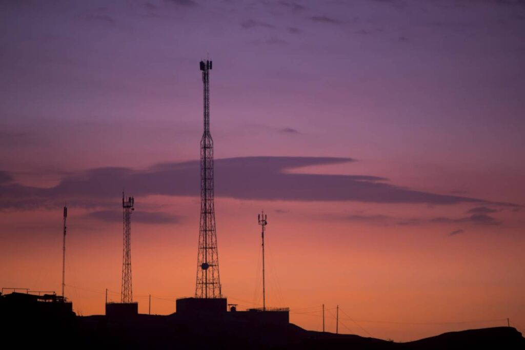 3G Towers in a Sunset Photo