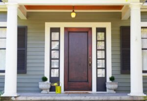 A front door of a house, something most homeowners want to make sure is more secure